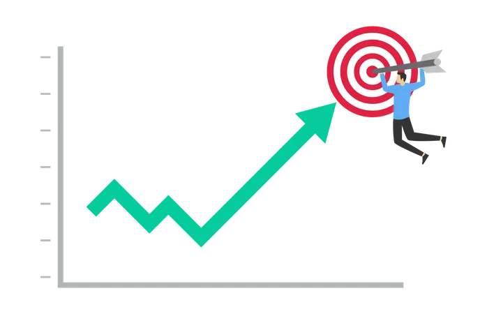 Les graphiques s'envolent vers les objectifs commerciaux  Illustration