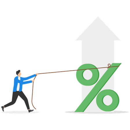 Les hommes d’affaires augmentent les taux d’intérêt sur le marché  Illustration