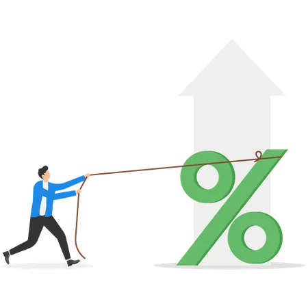 Les hommes d’affaires augmentent les taux d’intérêt sur le marché  Illustration