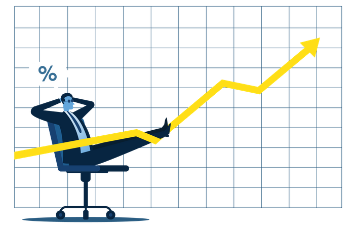 Les hommes d'affaires dirigent l'entreprise, amènent l'entreprise au sommet du marché, battent les concurrents à la 1ère place.  Illustration