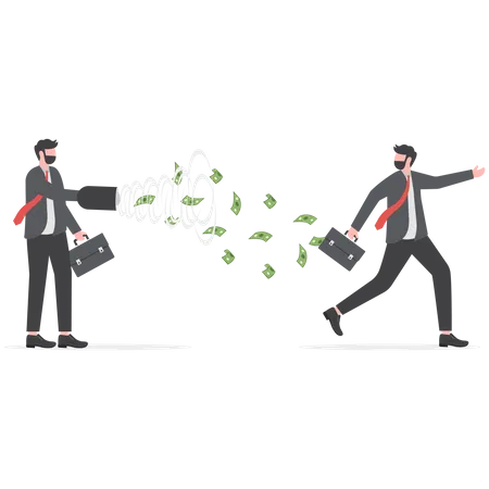 Les hommes d'affaires utilisent la tempête pour attirer de l'argent sous forme de partenariat  Illustration