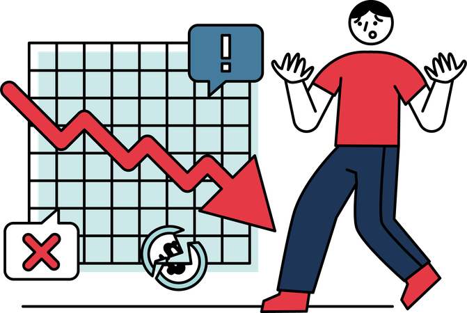 Les hommes font des erreurs en analysant le marché boursier  Illustration