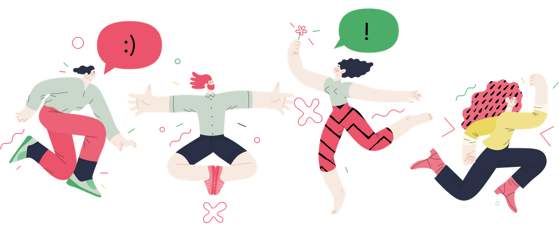 Les jeunes sautent en l’air  Illustration