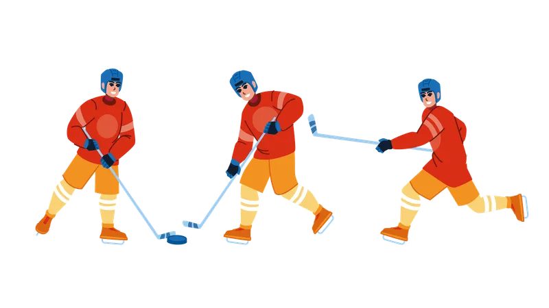 Les joueurs jouent au hockey sur glace  Illustration