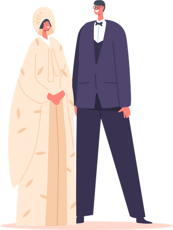Mariée et marié japonais élégants  Illustration