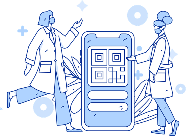 Les médecins utilisent un scanner pour les factures de traitement corona  Illustration