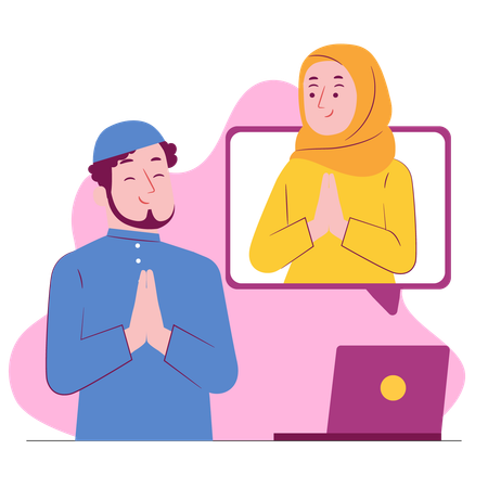 Des musulmans saluent le ramadan en ligne  Illustration