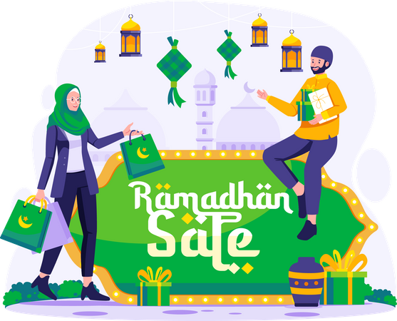 Les musulmans font leurs achats pendant les soldes du Ramadan  Illustration