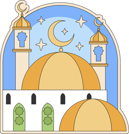 Les musulmans visitent la mosquée pour prier  Illustration