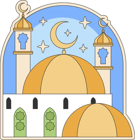 Les musulmans visitent la mosquée pour prier  Illustration