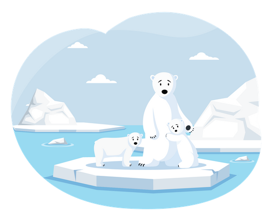 Les ours polaires souffrent de la fonte des glaciers  Illustration