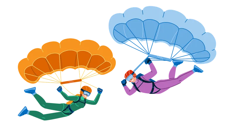 Les parachutistes profitent de leur saut en parachute  Illustration