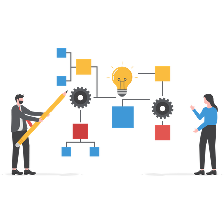 Les partenaires commerciaux résolvent ensemble les problèmes commerciaux  Illustration