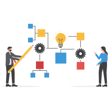 Les partenaires commerciaux résolvent ensemble les problèmes commerciaux  Illustration