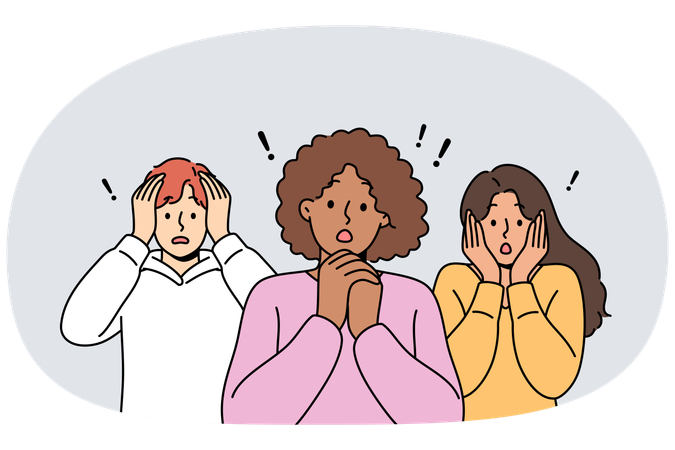 Les personnes effrayées ressentent de la peur après avoir été averties de l'approche d'une tempête  Illustration