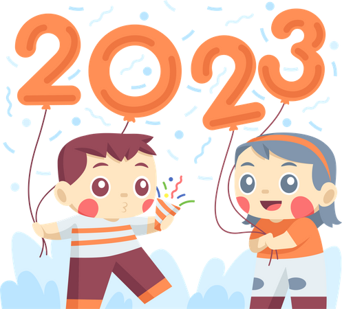 Les petits enfants célèbrent le nouvel an 2023  Illustration