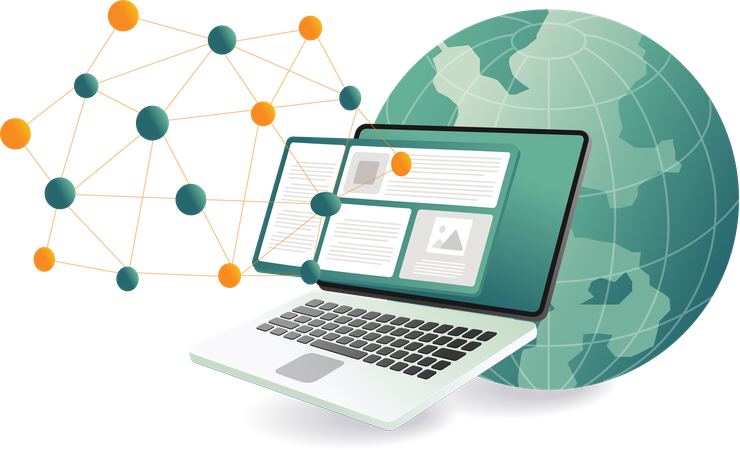 Les services d'hébergement Web pour les petites entreprises connectent les applications au réseau  Illustration