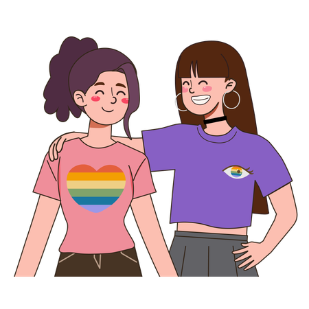 Lesben feiern den Pride Month  Illustration