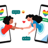 illustrations of lesbian couple