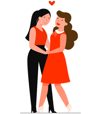 Lesbian Couple doing romantic dance Illustration