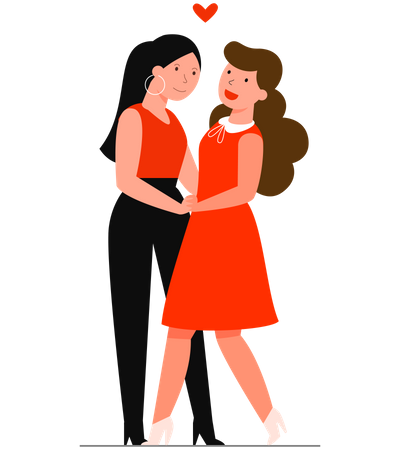 Lesbian Couple doing romantic dance  Illustration