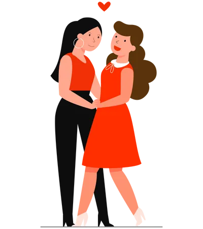 Lesbian Couple doing romantic dance  Illustration