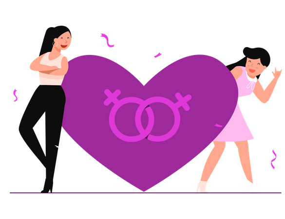 Lesbian couple feeling love  Illustration