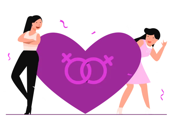 Lesbian couple feeling love  Illustration