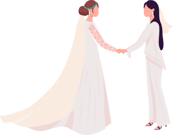 Lesbian couple holding hands  Illustration