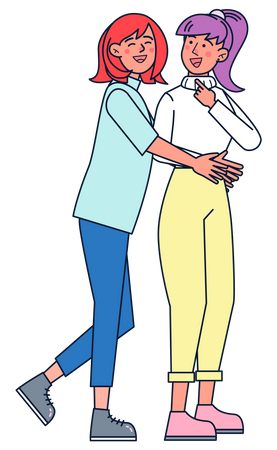 Lesbian Couple Hugging  Illustration