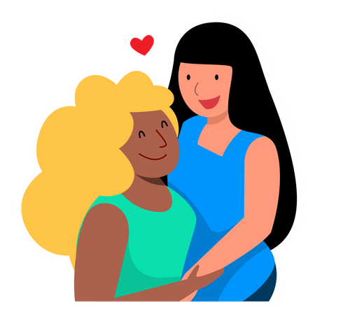 Lesbian couple love each other Illustration