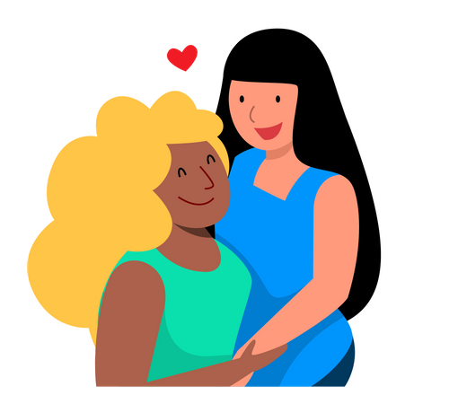 Lesbian couple love each other  Illustration