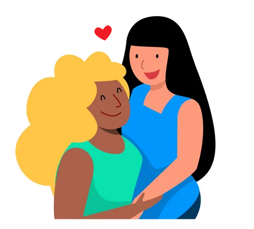 Lesbian couple love each other  Illustration