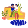 lesbian couple relaxing illustration