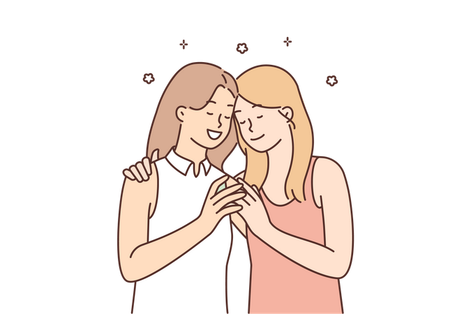 Lesbian falling in love  Illustration