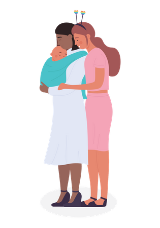 Lesbian Family  Illustration