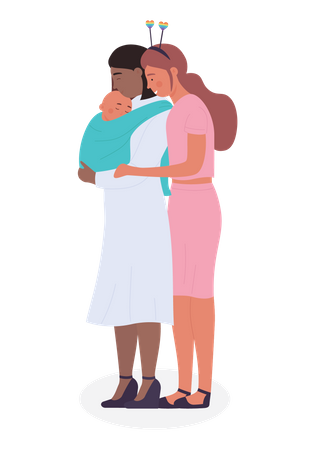 Lesbian Family  Illustration