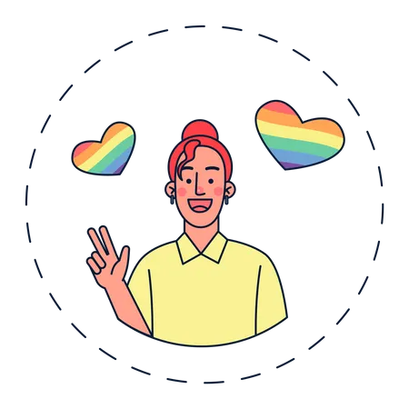 Lesbian Girl showing hands gesture Illustration