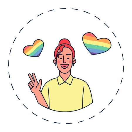 Lesbian Girl showing hands gesture  Illustration