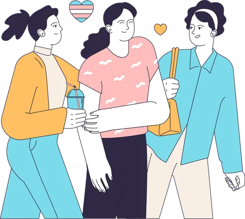 Lesbian girls talking to eachother  Illustration