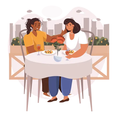 Lesbian on date  Illustration