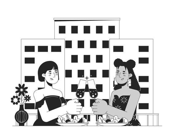 Lesbian Valentines day date  Illustration