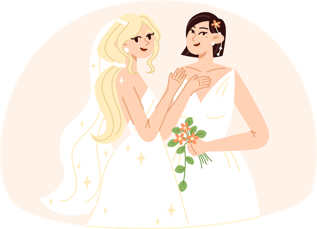 Lesbian wedding couple  Illustration