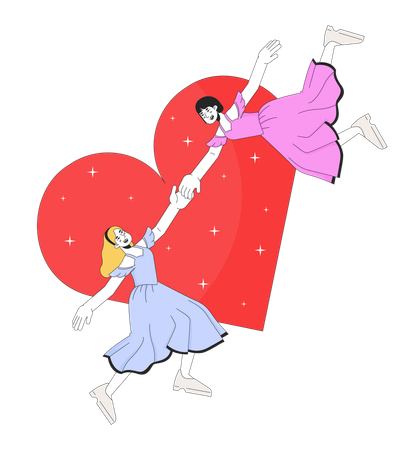 Lesbian women falling at first sight  Illustration