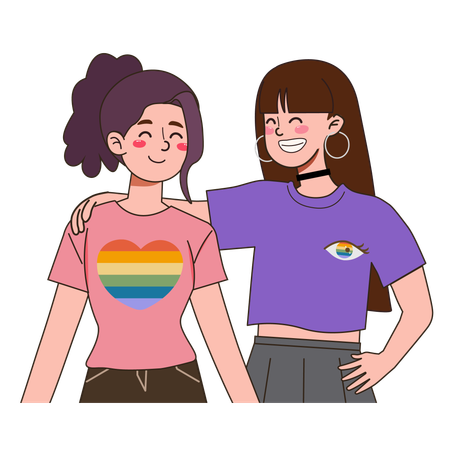 Las lesbianas celebran el mes del orgullo  Ilustración