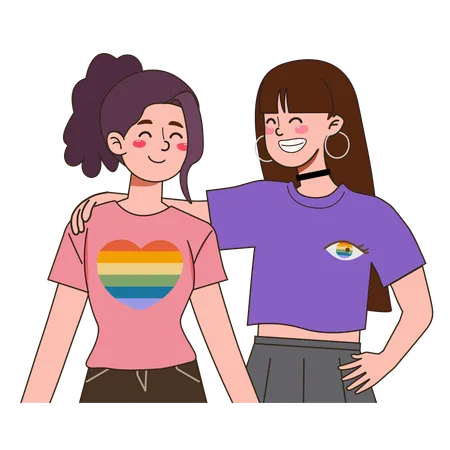 Lesbians celebrates pride month  Illustration
