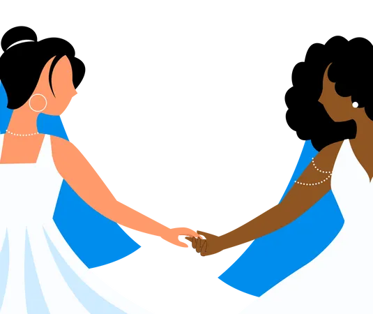 Lesbisches Paar hält Händchen  Illustration