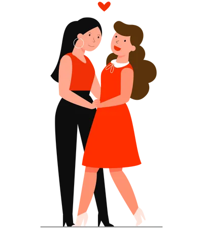 Lesbisches Paar beim romantischen Tanz  Illustration
