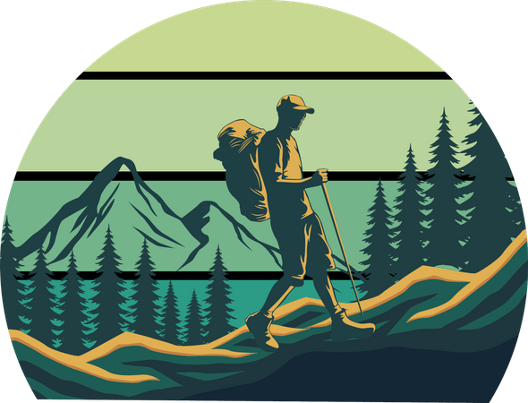 Lets hiking outdoors life  Illustration