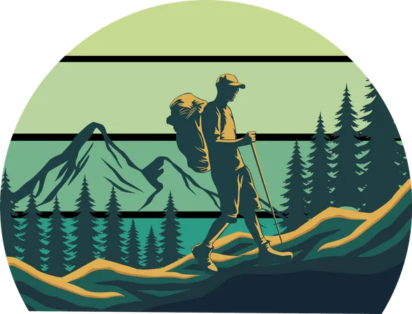 Lets hiking outdoors life  Illustration